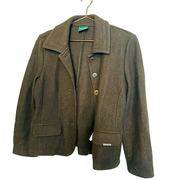 Geiger Collections Dark Brown Pure Wool Button Up Jacket Collared Blazer Size 36 - Picture 2 of 10